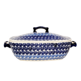 Covered casserole in Blue Tulip pattern