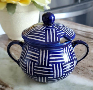 Sugar Bowl in Unikat Blue Basket Weave pattern