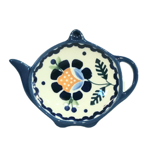 Tea bag rest in Blue Daisy pattern