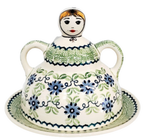 Pancake / Cheese Lady in Blue Clematis pattern