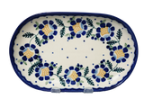 23cm Oval Platter in Blue Daisy pattern