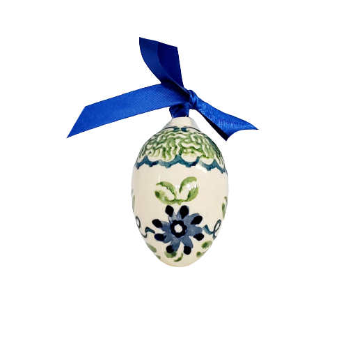6cm Easter Egg Ornament in Blue Clematis