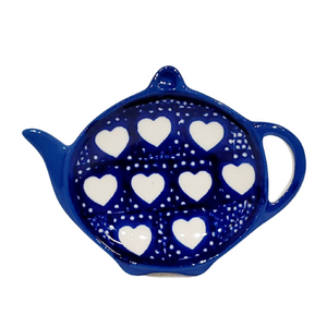 Tea bag rest in White Hearts pattern