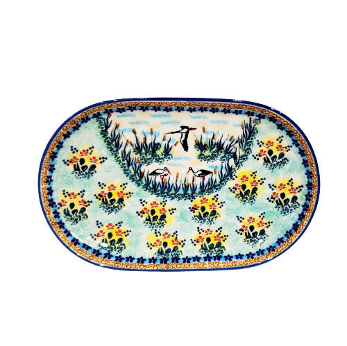 23.5cm Oval Platter in Stork Valley pattern