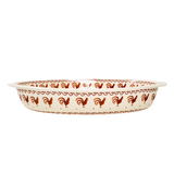 30cm Oval Baking Dish in Brown Rooster pattern.