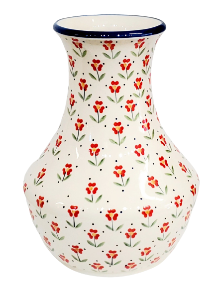 26cm Flower Vase in Red Poppy pattern