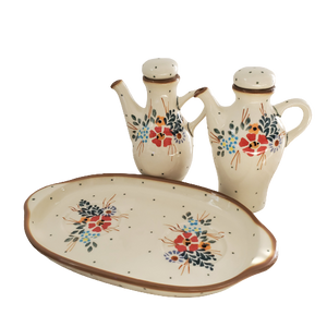 Oil and Vinegar set in Traditional pattern