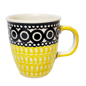 300ml Bistro Mug in Black & Yellow pattern