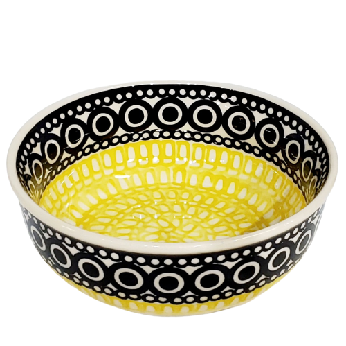 16.5cm Soup / Side Bowl in Black & Yellow pattern