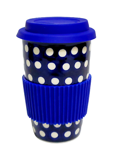 400ml Travel mug in White Polka Dot pattern