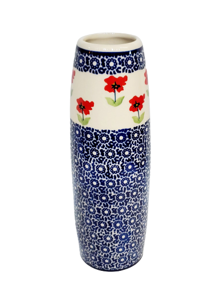 23cm Tall Flower Vase in Red Poppy pattern