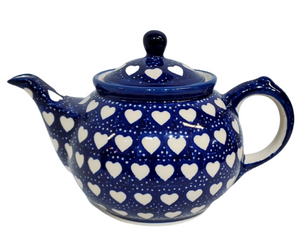 Morning teapot in White Hearts pattern