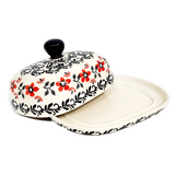 Large Butter Dish in Scarlet Rose pattern